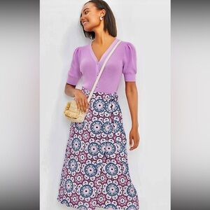 Loft Mosaic Midi Wrap Skirt Linen Blend Size 18